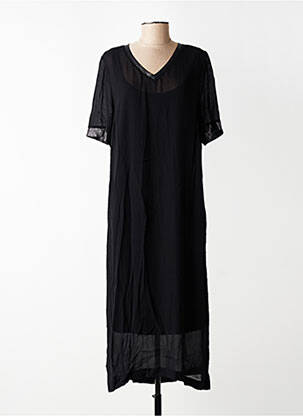 Robe longue manches courtes manches courtes noir QUÉ femme