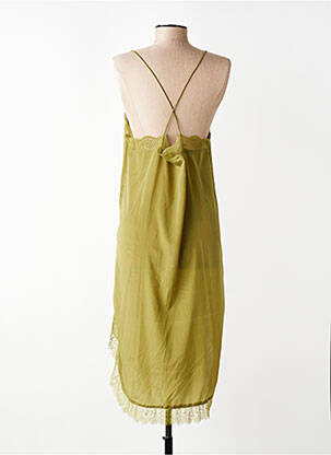 Robe mi-longue tissage crêpe fines bretelles vert CHICOSOLEIL femme