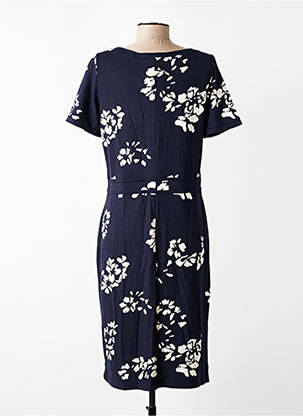 Robe mi-longue imprimé fleurs manches courtes bleu ALEXANDER & JACOB femme