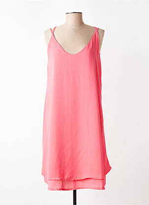 Robe mi-longue coupe fluide sans manche rose AKOZ DE TOI femme