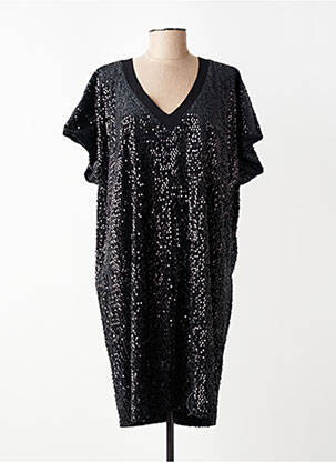 Robe mi-longue manches courtes manches courtes noir QUÉ femme