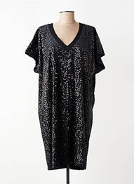 Robe mi-longue manches courtes manches courtes noir QUÉ femme