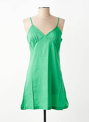 Robe courte coupe cintrée fines bretelles vert CHICOSOLEIL femme