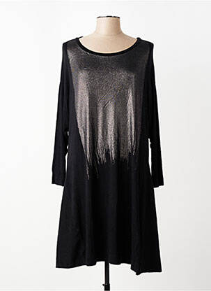 Robe mi-longue manches longues manches longues noir MAT FASHION femme
