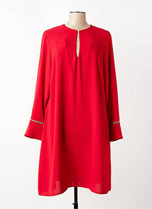 Robe mi-longue coupe fluide manches longues rouge MAT. femme