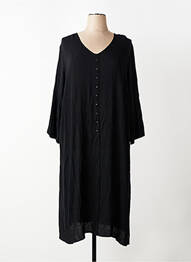 Robe longue tissage crêpe manches 3/4 noir ADIA femme