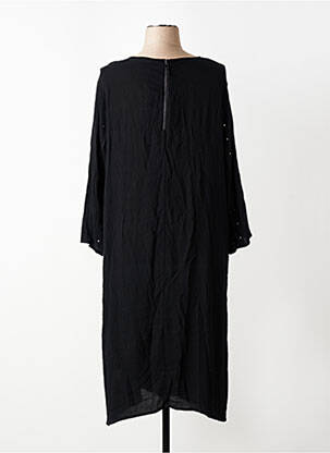 Robe longue tissage crêpe manches 3/4 noir ADIA femme