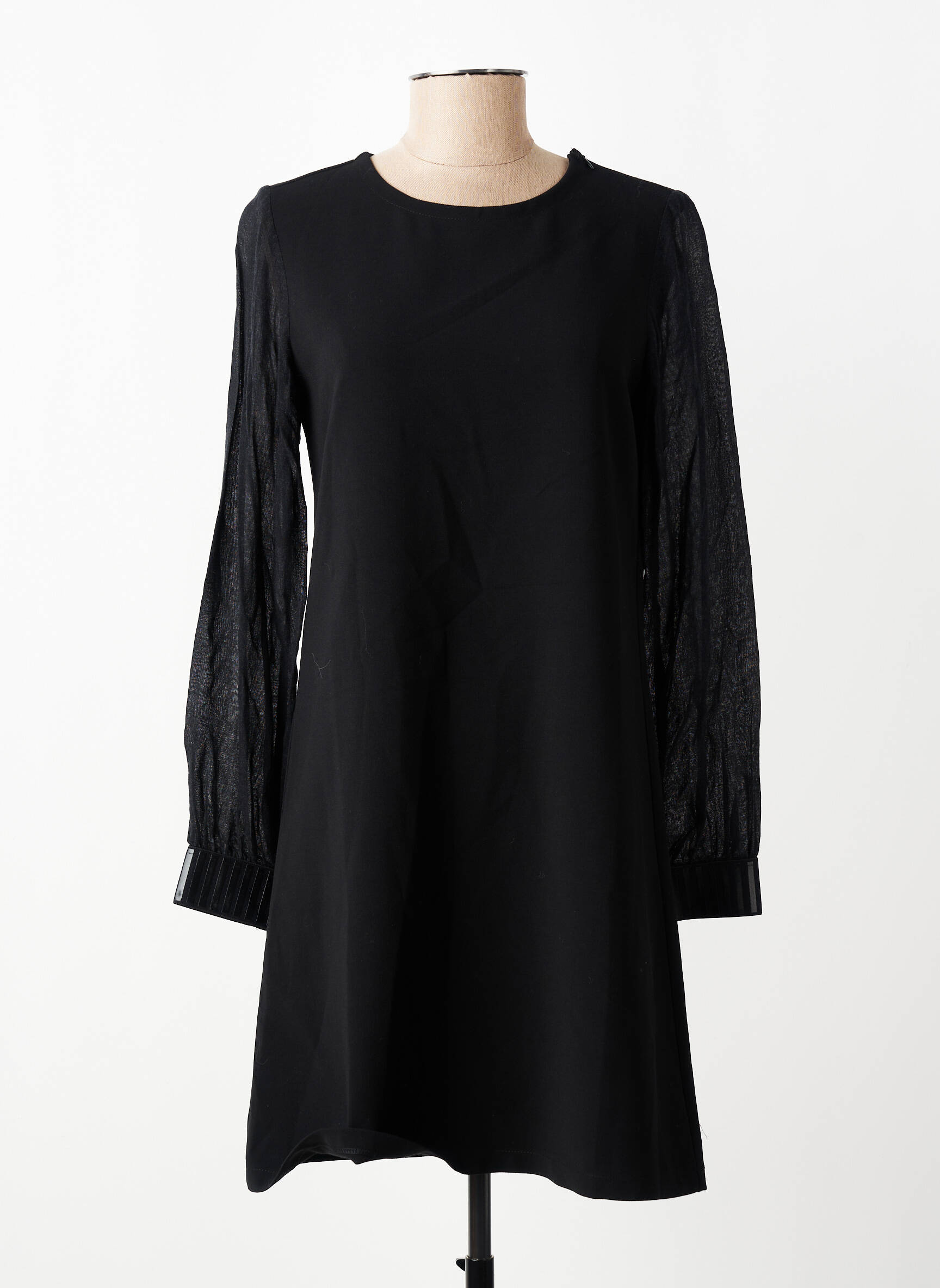 Robe courte manches longues manches longues noir SEMIOLOGY femme