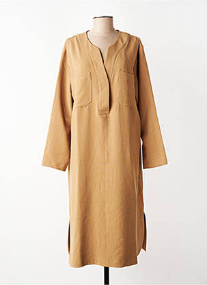 Robe mi-longue manches longues manches longues beige SEMIOLOGY femme