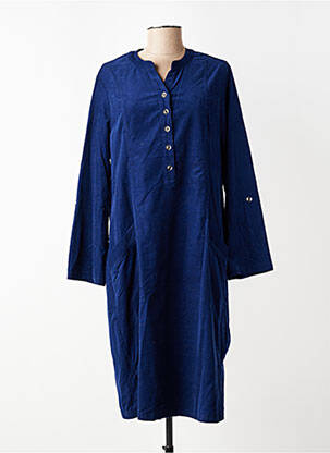 Robe mi-longue manches longues manches longues bleu SIGNATURE femme