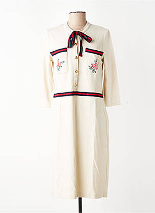 Robe mi-longue manches 3/4 manches 3/4 beige ALEXANDER & JACOB femme