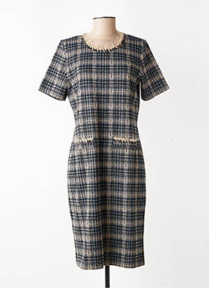 Robe mi-longue fermeture zippée au dos manches courtes gris ALEXANDER & JACOB femme