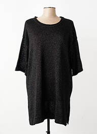 Pull tunique stretch manches 3/4 noir MAT. femme