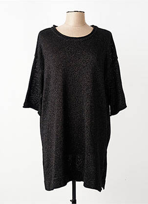 Pull tunique stretch manches 3/4 noir MAT. femme