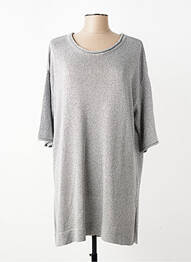 Pull tunique stretch manches 3/4 argent MAT. femme