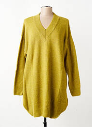 Pull tunique stretch manches longues vert MAT. femme