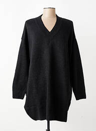 Pull tunique stretch manches longues noir MAT. femme