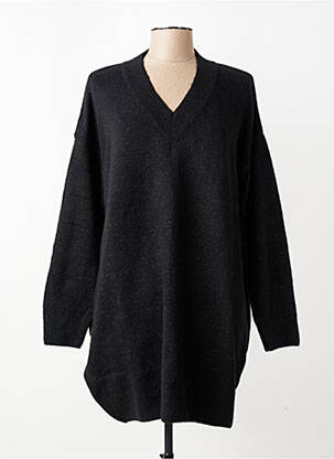 Pull tunique stretch manches longues noir MAT. femme