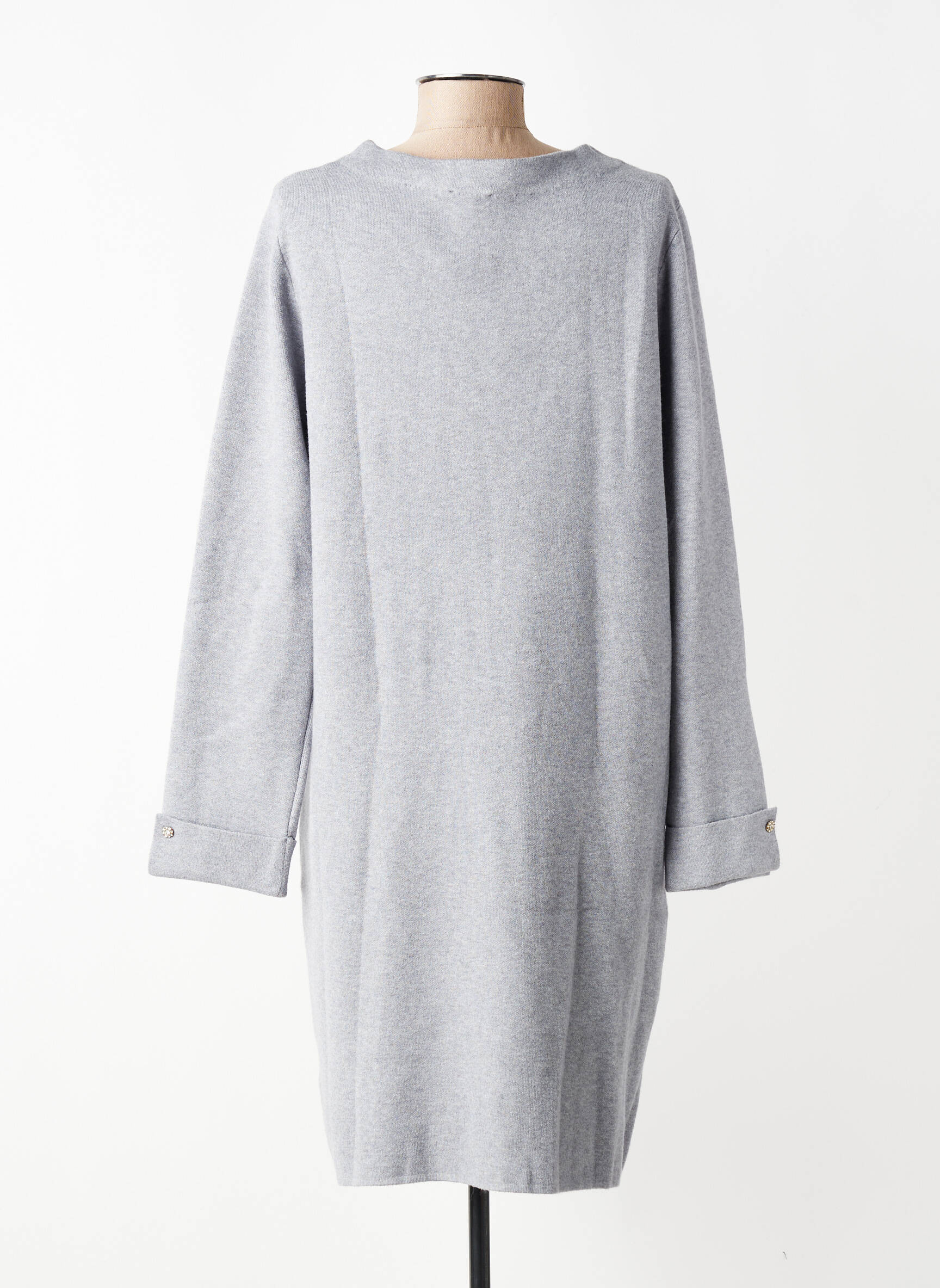 Robe pull tissage chiné manches longues gris MARINELLO femme