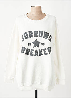 Sweat-shirt sérigraphie manches longues blanc NINE femme