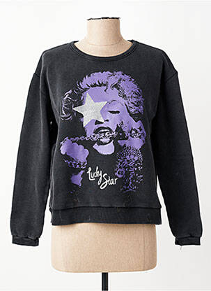 Sweat-shirt sérigraphie manches longues noir NINE femme
