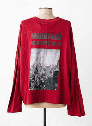 Sweat-shirt sérigraphie manches longues rouge ADORE femme
