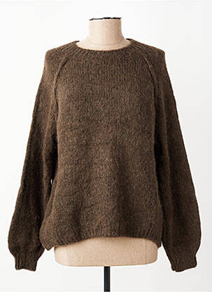 Pull coupe droite manches longues marron INTUITION femme