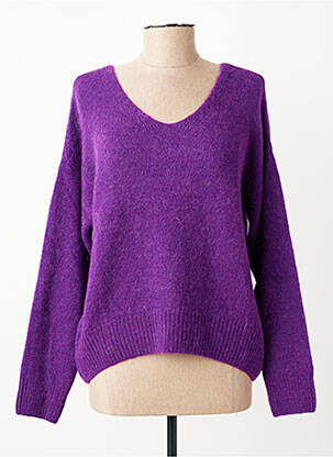 Pull col v manches longues violet CHANCE femme