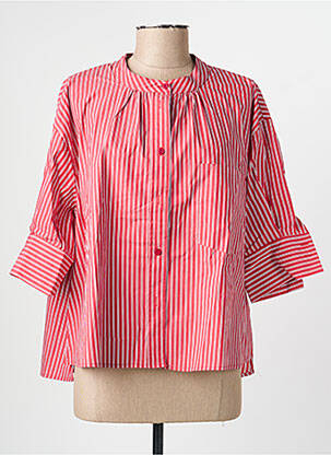 Chemisier tissage popeline manches courtes rouge ADORE femme