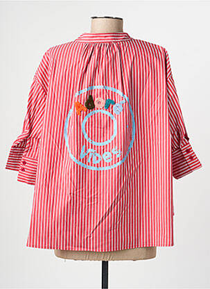 Chemisier tissage popeline manches courtes rouge ADORE femme