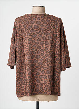 Sweat-shirt coupe over-size manches courtes marron NINE TEES femme