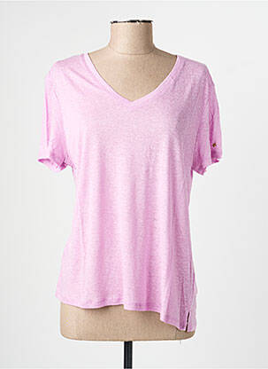 T-shirt col v manches courtes violet LA PETITE ETOILE femme