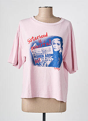 T-shirt sérigraphie manches courtes rose NINE TEES femme