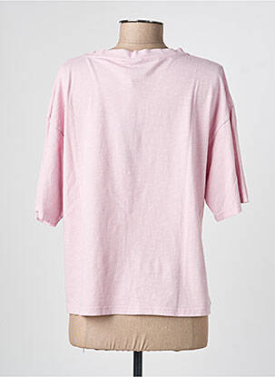 T-shirt sérigraphie manches courtes rose NINE TEES femme