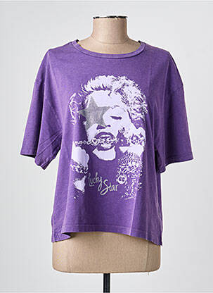 T-shirt sérigraphie manches courtes violet NINE TEES femme