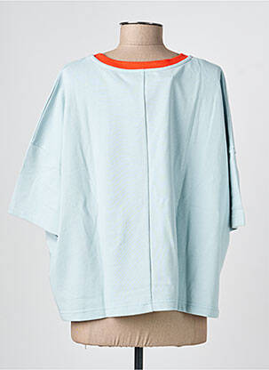 Sweat-shirt broderie manches courtes bleu ADORE femme