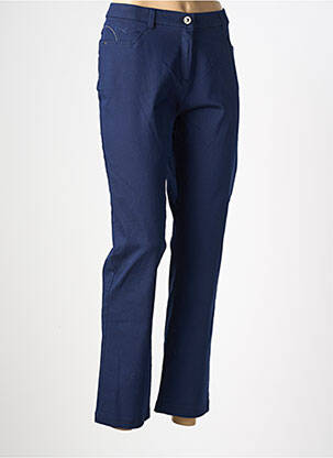 Pantalon slim tissage popeline taille normale bleu CHRISTINE LAURE femme