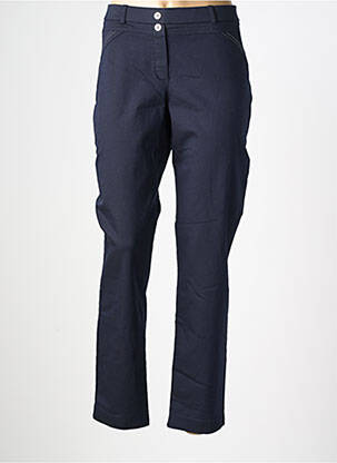 Pantalon slim tissage popeline taille normale bleu CHRISTINE LAURE femme