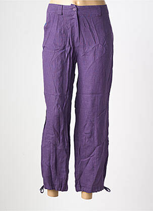 Pantalon 7/8 fermeture zippée sous rabat boutonné taille normale violet QUATTRO femme