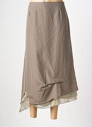 Jupe longue coupe asymétrique marron UN POINT C EST TOUT femme