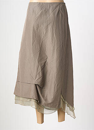 Jupe longue coupe asymétrique marron UN POINT C EST TOUT femme