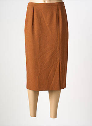 Jupe mi-longue taille à pinces marron JANINE PAUPORTÉ femme