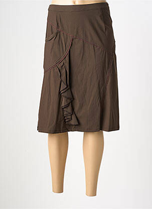Jupe mi-longue stretch marron LEWINGER femme
