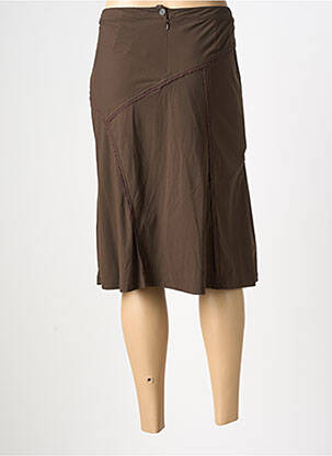 Jupe mi-longue stretch marron LEWINGER femme