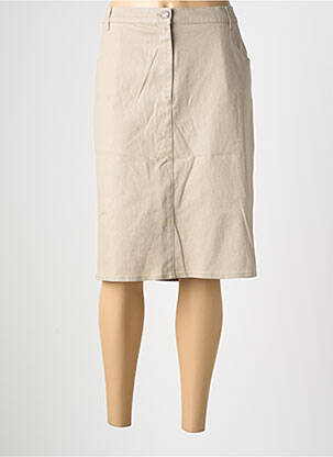 Jupe mi-longue coupe droite beige KARTING femme