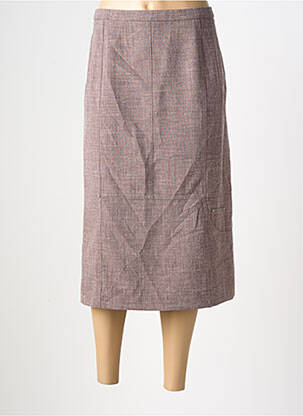 Jupe mi-longue taille à pinces marron PAUPORTÉ femme