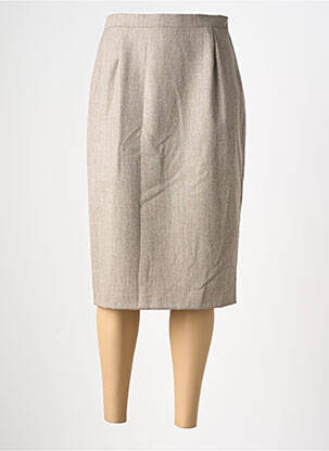 Jupe mi-longue taille à pinces beige CLAUDIA GIL femme