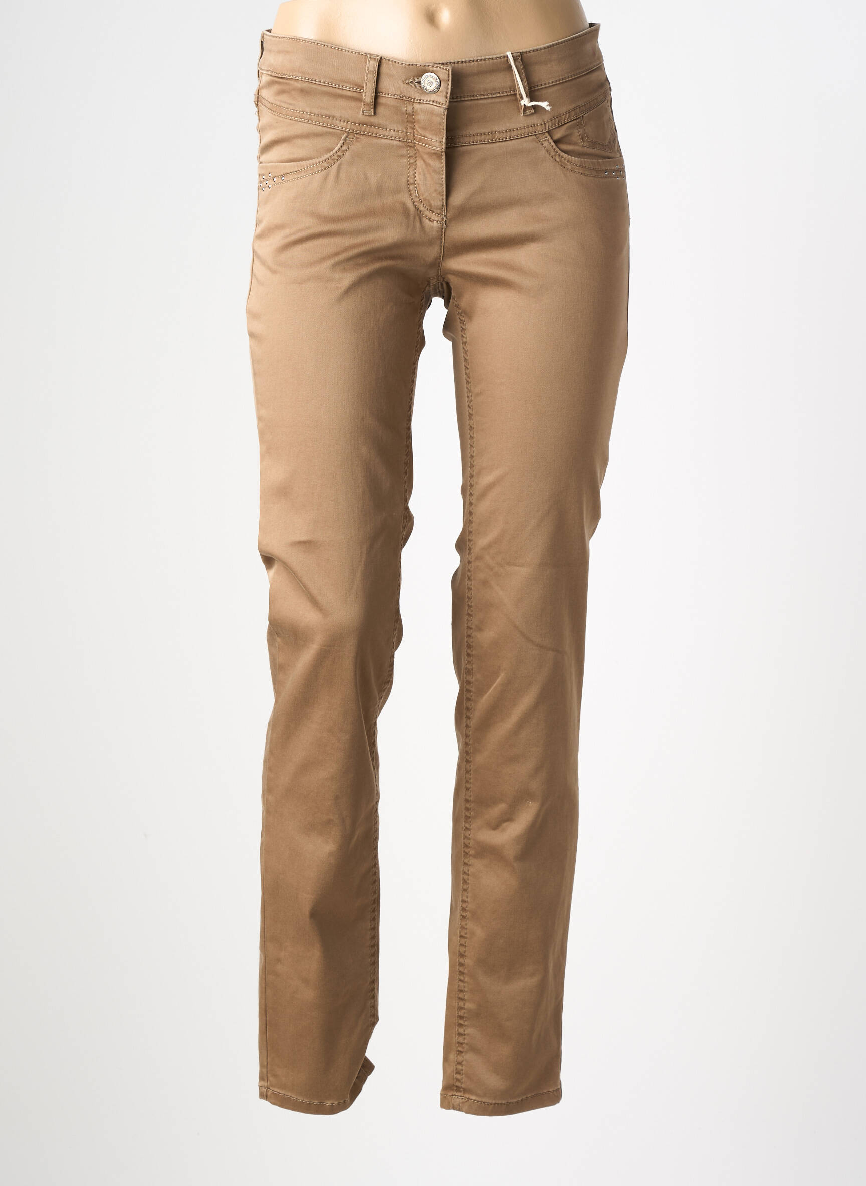 Jeans coupe slim stretch taille normale marron TONI femme