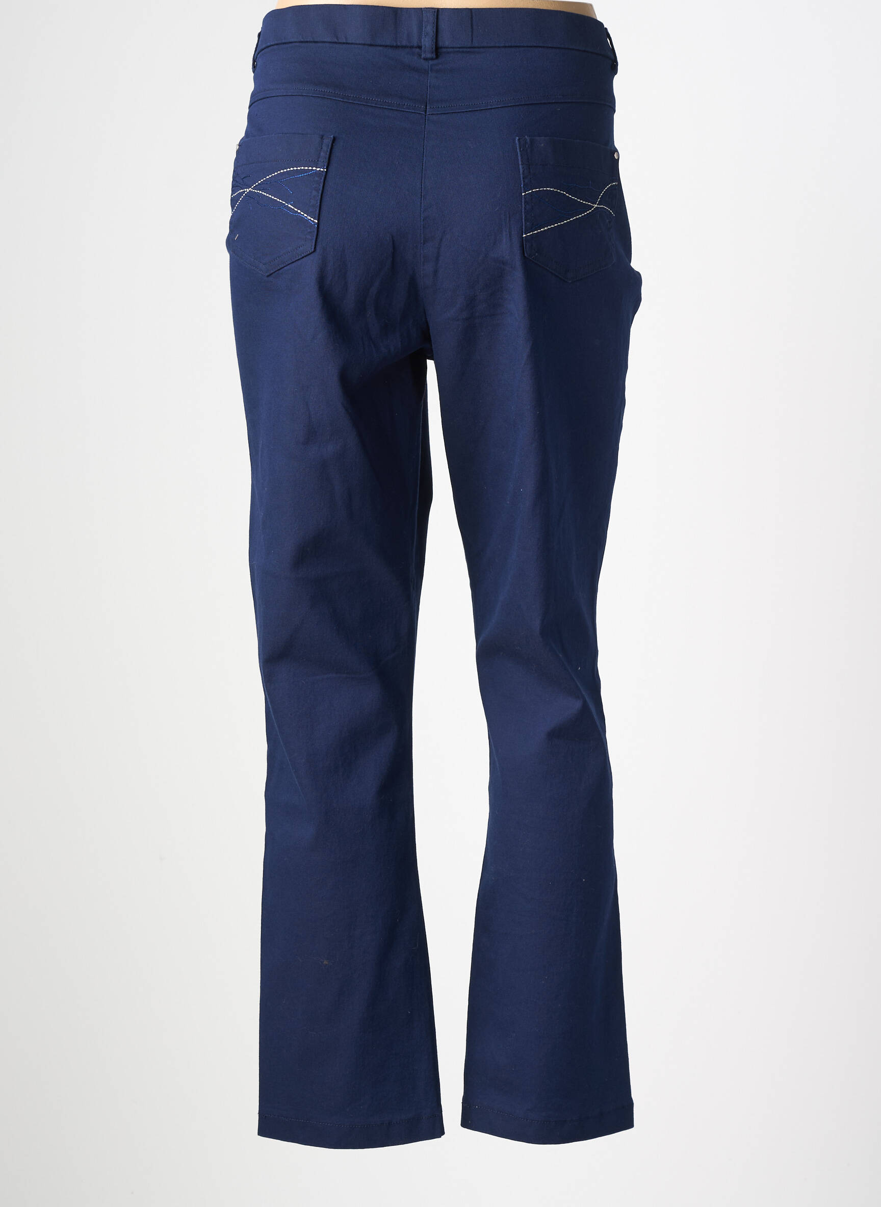 Pantalon slim tissage popeline taille normale bleu CHRISTINE LAURE femme