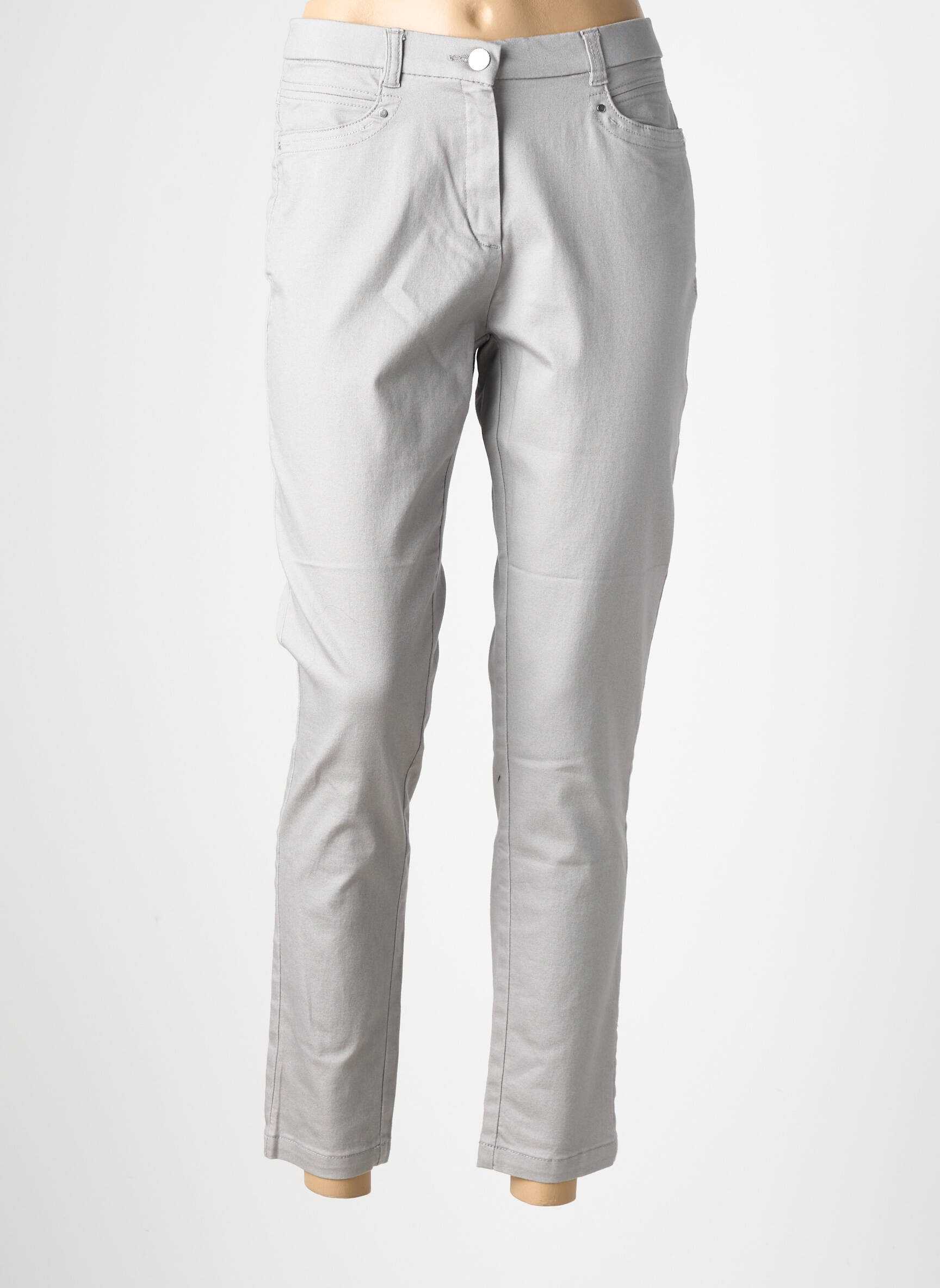 Pantalon 7/8 stretch taille normale gris CHRISTINE LAURE femme